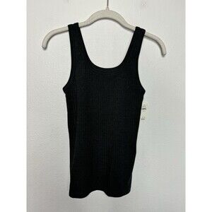 Aerie XS Smoke Gray No BS Wide Rib Tank Top Scoop Neck Cotton Blend Fitted
